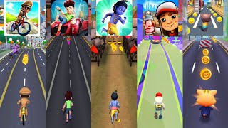 Little Singham Cycle Race 🆚 Kicko & Super Speedo 🆚 Little Krishna 🆚 Subway Surfers 🆚 Cat Runner screenshot 1