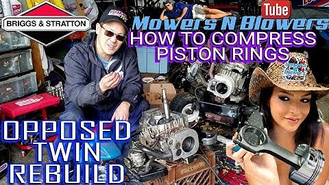 HOW TO COMPRESS INSTALL PISTON RINGS USING HOSE CLAMP TOOL HACK BRIGGS OPPOSED TWIN ENGINE REBUILD