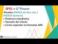 ANOVA de dos vias /ANOVA factorial,  tamaño del efecto, potencia estadística, formato APA