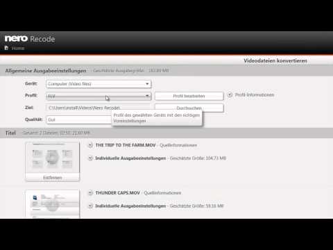 Konvertieren von DVD-Video und Videodateien mit Nero Recode