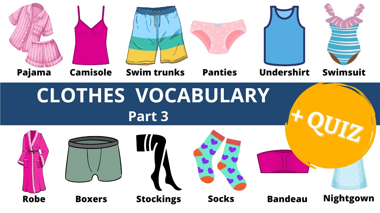 Clothes vocabulary in English Part 3 18 words + Quiz Learn