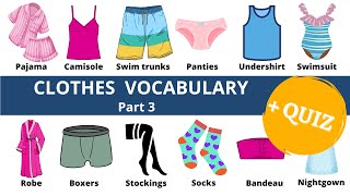 Clothes vocabulary in English || Part 3 || 18 words   Quiz || Learn English with pictures