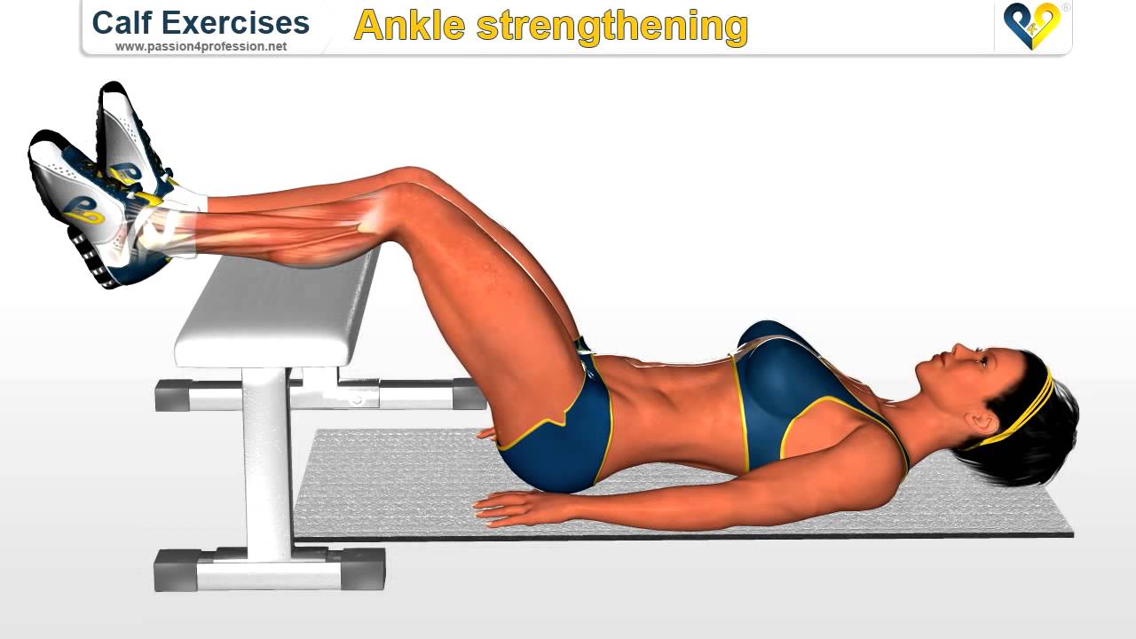Calf exercises: ankle strengthening exercise on Bench (calf, muscle, leg) arm workout pamela
