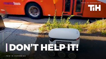 Delivery Robot Gets Stuck While Moving on Sidewalk