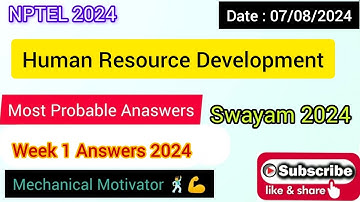 Human Resource Development | Week 1 Quiz | Assignment 1 Solution | NPTEL | SWAYAM 2024