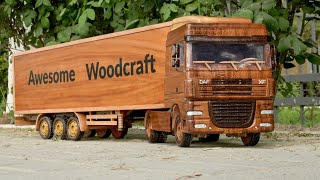 : How to make Trailer Truck DAF XF (2021) Out of Wood | ASMR Woodworking