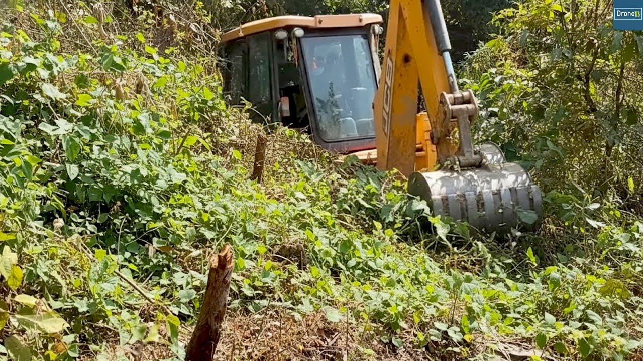 Cutting Hillside for New Mountain Road Track-JCB Backhoe