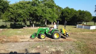 B-paw on his tractor.