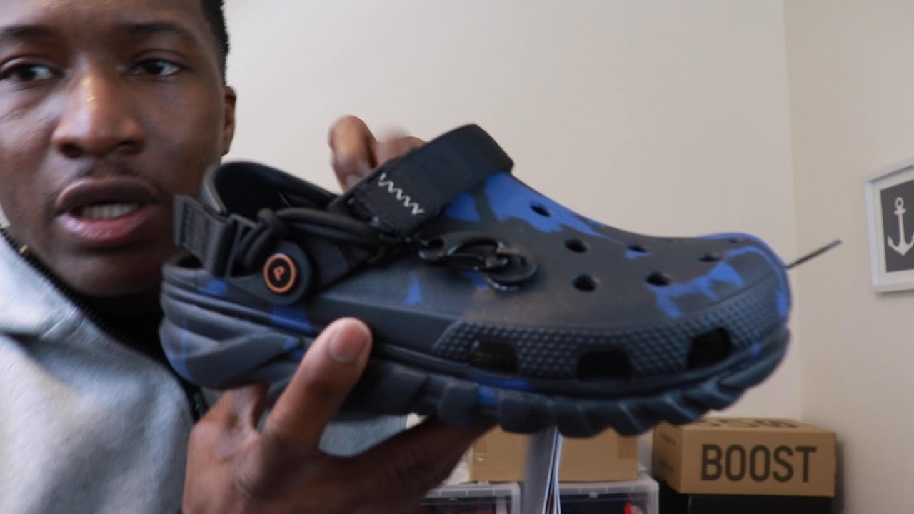 blue post malone crocs