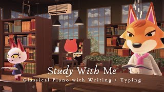 Animal Crossing Study With Me 📚 1 Hour Classical Piano Music No Ads 🎧 Page Flips + Writing +Typing 📖