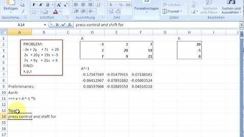 Solving a System of Linear Equations with Excel and Matrix Operations