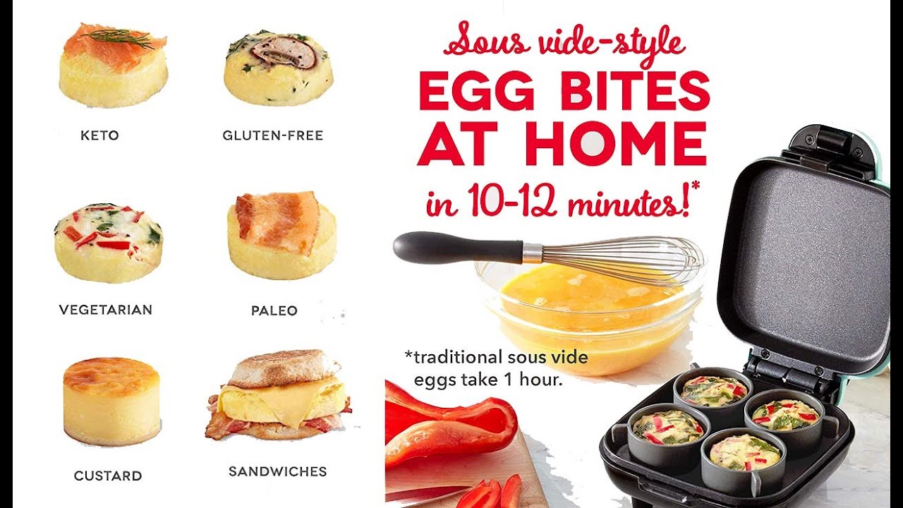 FineMade Sous Vide Style Egg Bite Maker Machine with 4 Silicone Molds,  Grilled Cheese Maker, Mini Griddle, Ideal for Breakfast Sandwiches, Snacks