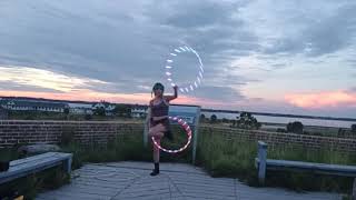 Double LED hoop flow at sunset