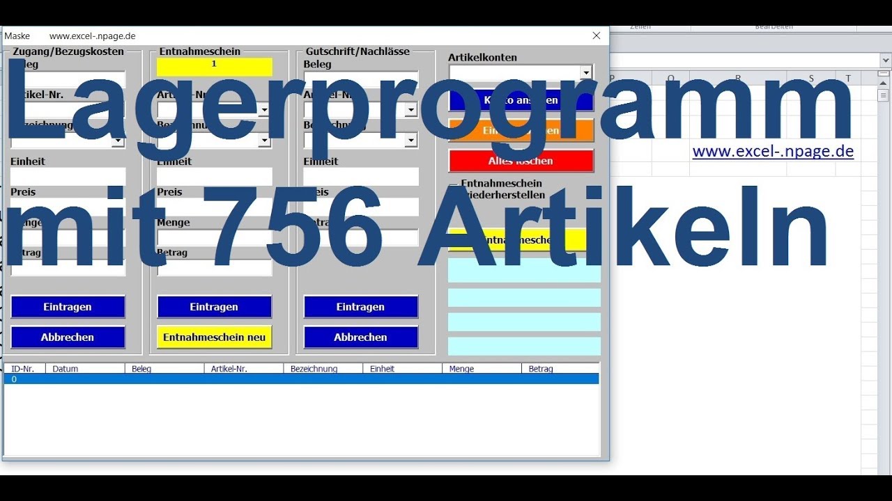 39 Lagerverwaltungsprogramm in Excel VBA mit 756 ...