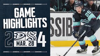 Seattle Kraken vs. Anaheim Ducks | 3/28 Game Highlights