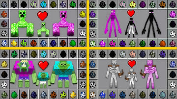 What if You Spawn ALL FAMILY MUTANT MOBS EGGS BATTLE IN Minecraft CREEPER ENDERMAN ZOMBIE SKELETON