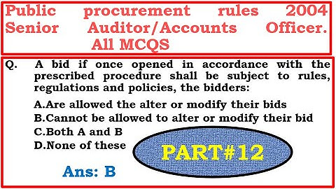 PPRA RULES 2004 ALL MCQS PART#12For Senior Auditor Accountant Accounts officer#fpsctest #fpsc
