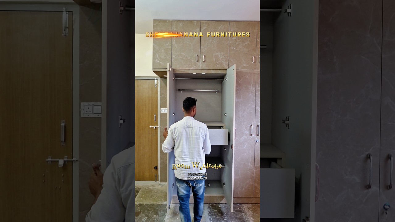 Custom wardrobe with drawers,, secret storage, sliding doors Shri Gajanana Furnitures