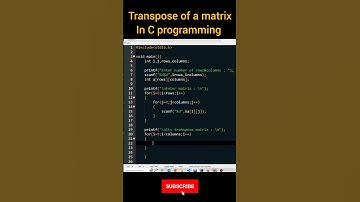 Transpose of a matrix in C programming #cprogramming #shorts #matrix #programminglanguage