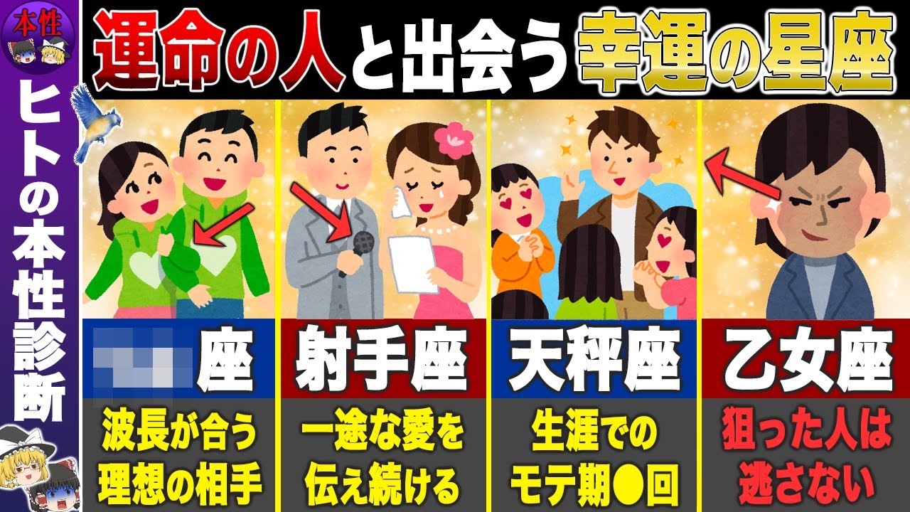 【星占い】運命の人に出会う星座！あなたの人生を幸せにする理想の人と巡り合う確率は...（ゆっくり解説）