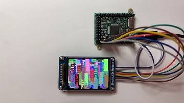 A pyboard1.1 running my MicroPython demo pyb_hello.py on 240x320 ST7789 TFT display.