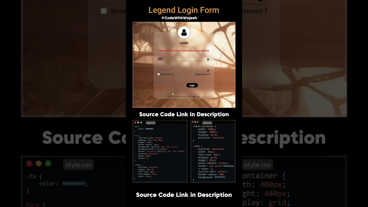 Legend Login Form Animation | 