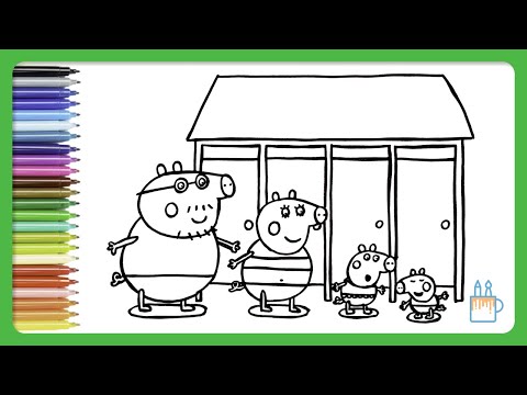 Vamos desenhar e colorir a Peppa Pig, o Papai Pig e a Mamãe Pig soltando  pipa 