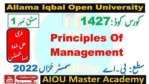 AIOU Code 1427 Solved Assignment 1 Semester AUTUMN 2022 || Subject Principles Of Management