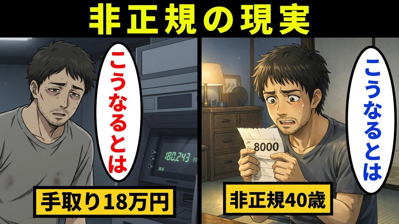 【漫画】非正規40歳のリアルな生活。手取り18万円…日本男性の約3割が同じ生活【メンタル闇ネタ】