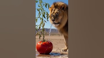 Lion saved tomato plant 🌵 From drying out watering it 😭 #ai #tree #save #water