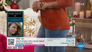 IMAN Global Chic MockNeck Pullover Sweater