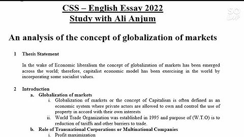 Analysis of the concept of globalization of markets CSS English Essay 2022