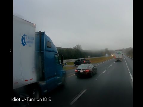 Idiot takes illegal U turn on I-81 VA