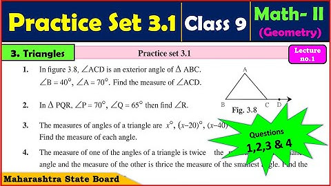 9th Maths 2 Practice Set 3.1 | Chapter 3 Triangles | Std 9th | Maths-2 | Geometry Maharashtra Board