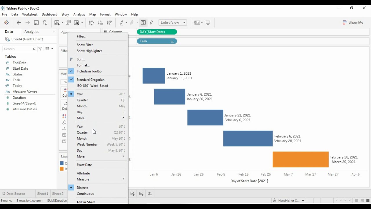 Tableau Gantt Chart How To Create Gantt Chart in Tableau 2020 4 - YouTube