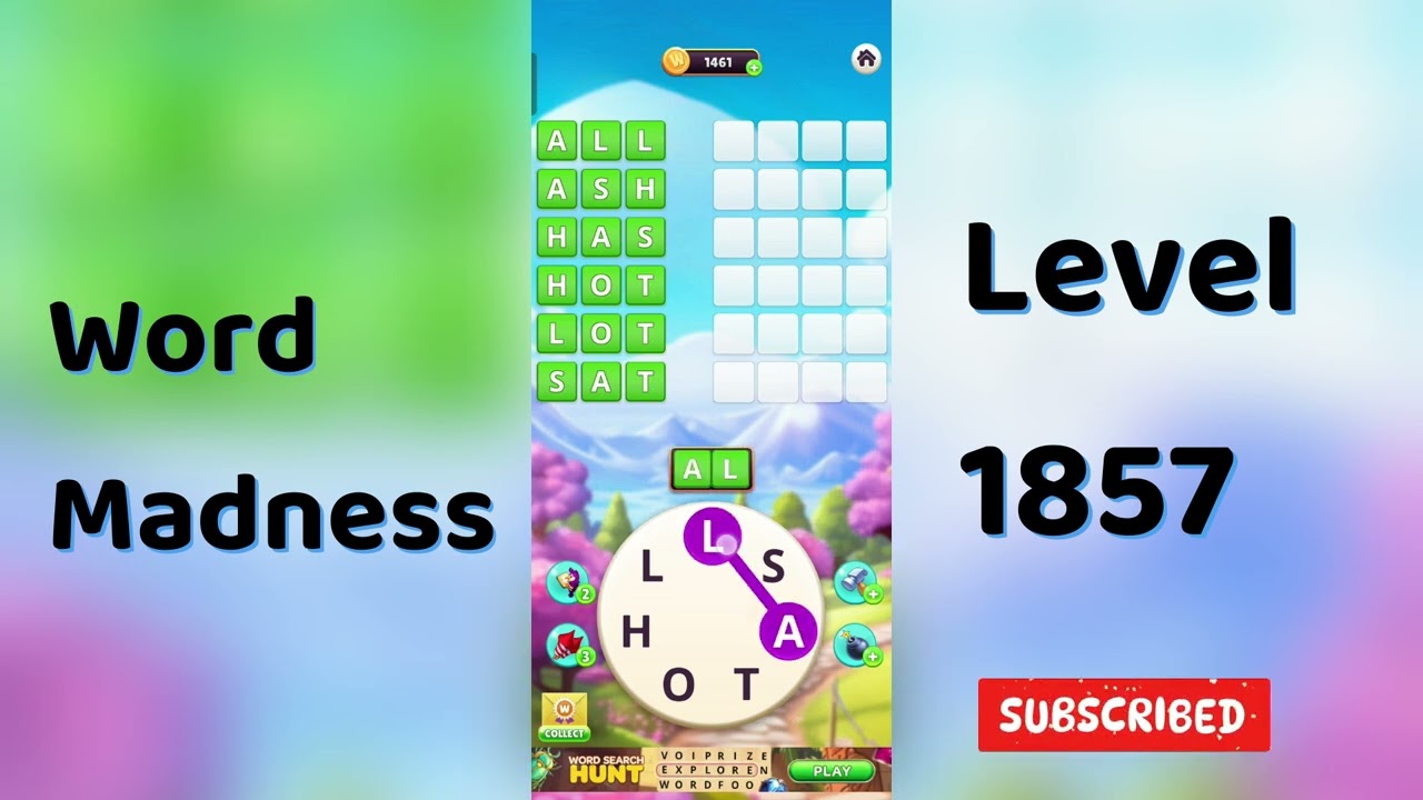 Word Madness Level 1857 Answers 🧠🔥 | All Correct Words Revealed!