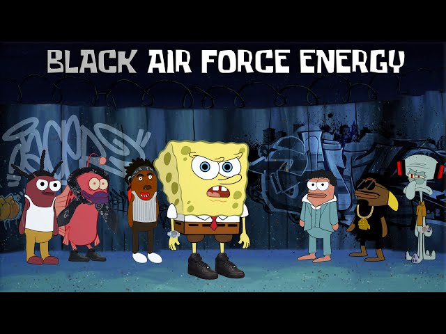 spongebob black air forces
