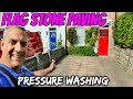 Flagstone paving pressure washing