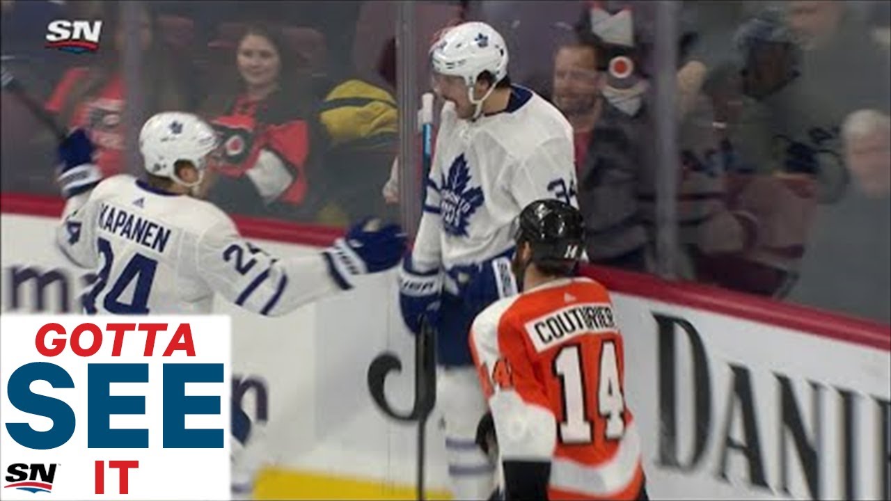 GOTTA SEE IT: Auston Matthews Goes Crossbar Down From Absurd Angle Against Flyers