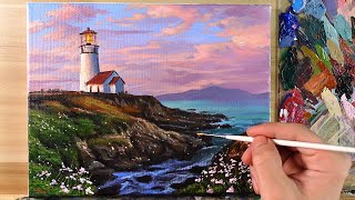 How to Paint Lighthouse Seascape / Correa Art