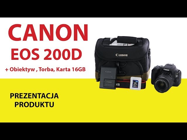Aparat CANON EOS 200D Czarny + Obiektyw 18-55mm + Torba CANON 100EG + Karta  16GB - YouTube