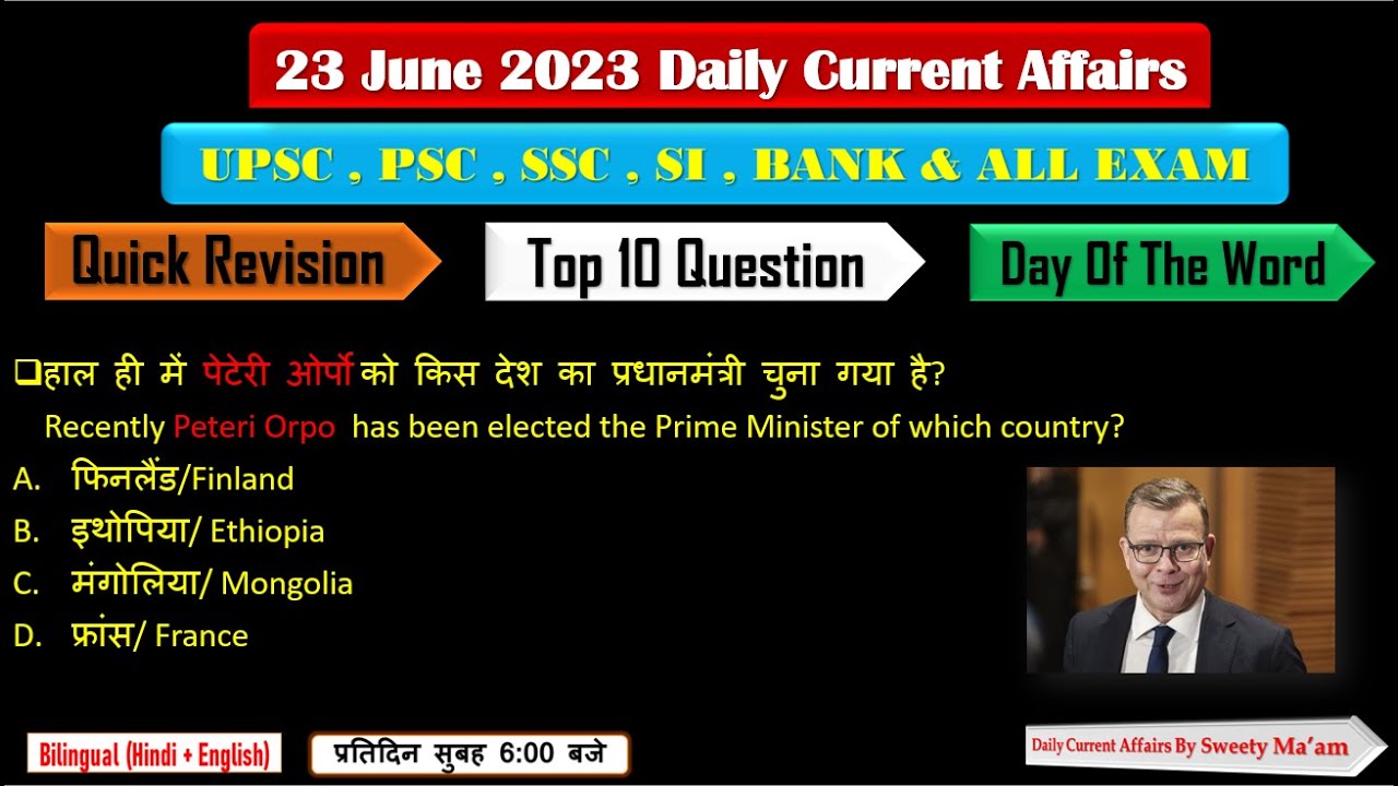 23 June 2023 Daily Current Affairs By SSR | Current Affairs Today ...