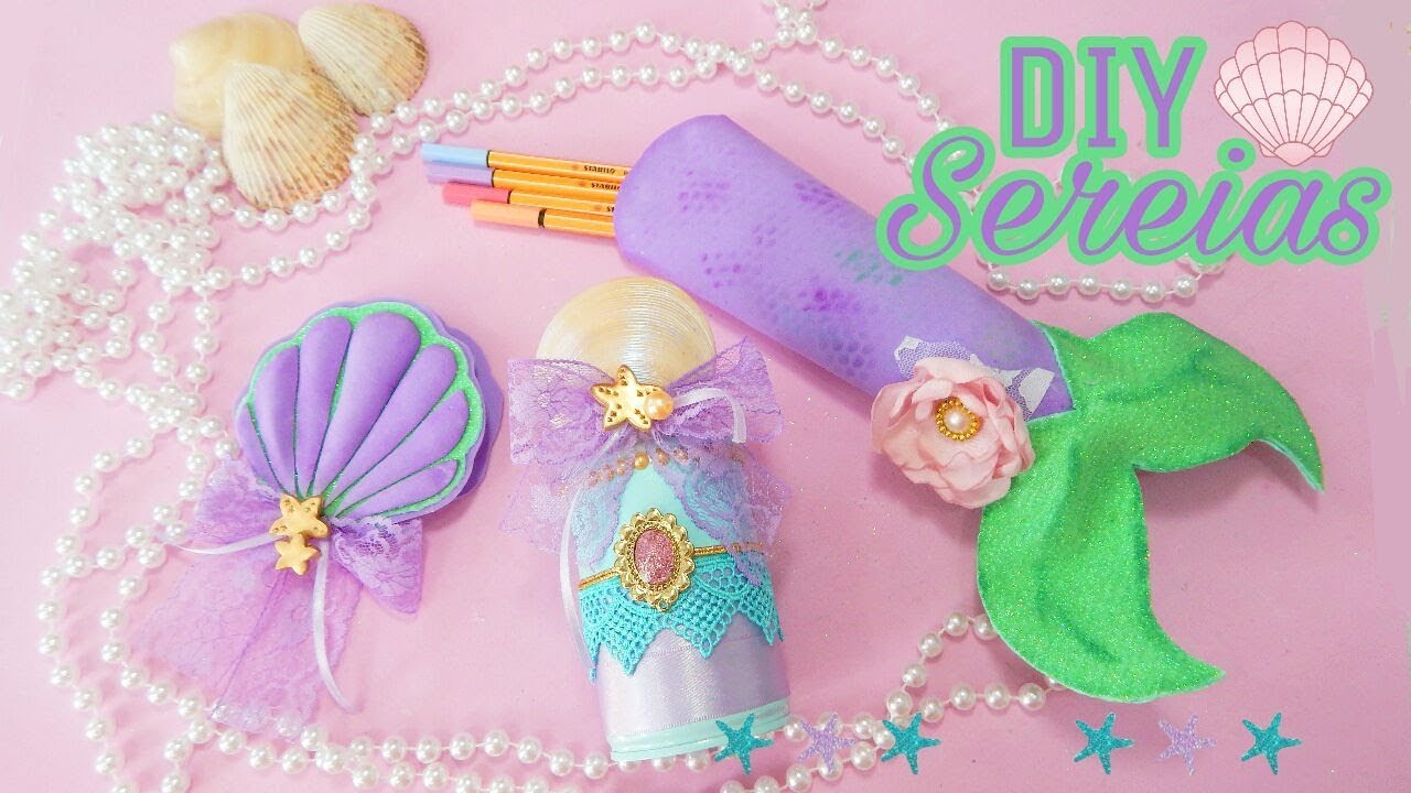 DIY volta as aulas/material escolar Sereia 🐚 com material reciclado