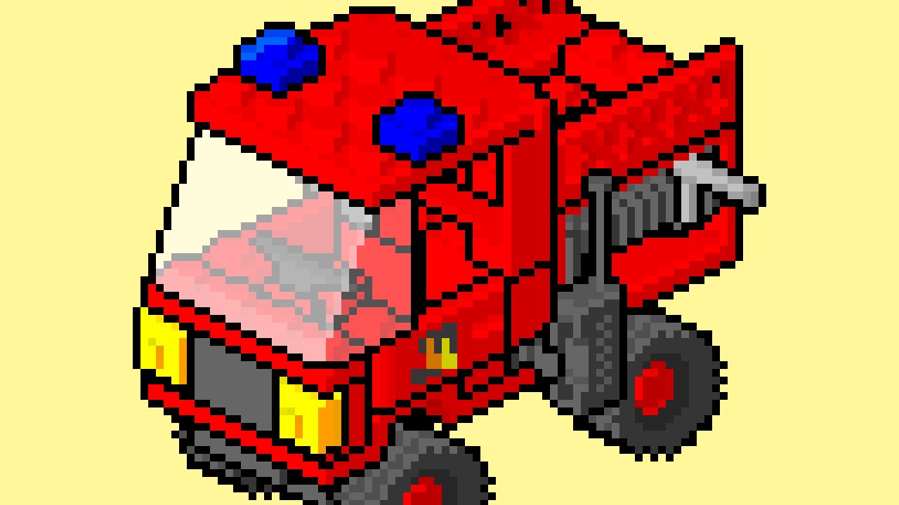 LEGO instructions pixel art movie: 6650 Fire and Rescue Van