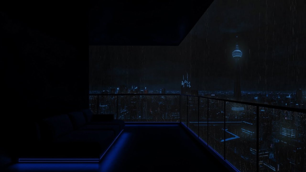 Falling Asleep in a Quiet Apartment | Light Rain Outside the City | Crackling Fire Relieves Stress