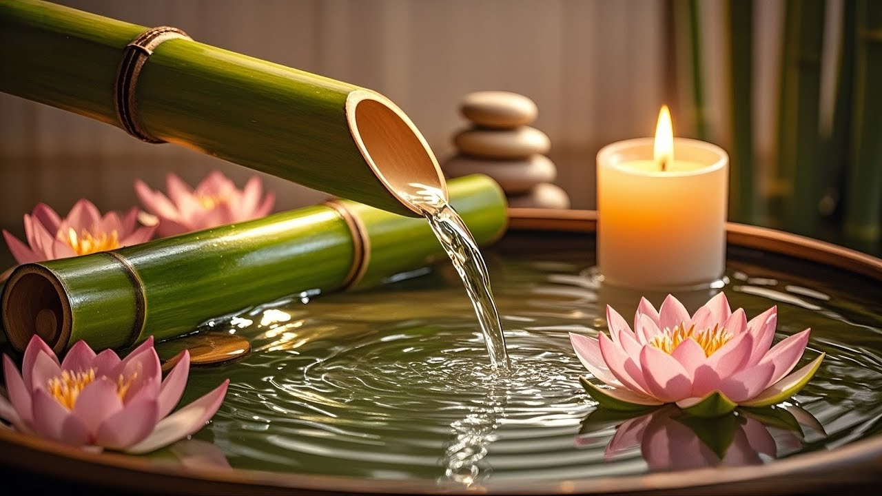 Deep Sleep Piano 🌙 Bamboo Water in a Quiet Midnight Garden