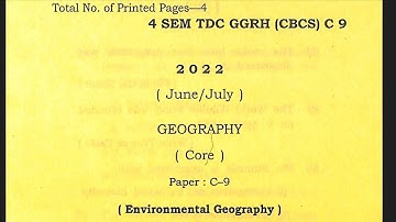 BA 4th sem Geography honours question paper c 9 environmental geography Dibrugarh University 2022