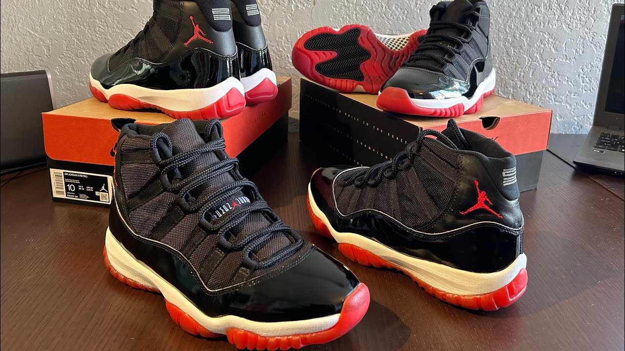Air Jordan 11 Black True Red Original vs Retro Comparison 1996 vs 2019 AJ XI OG Bred