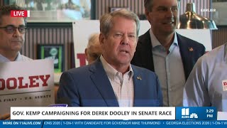 Governor Kemp campaigns with Derek Dooley in Senate race