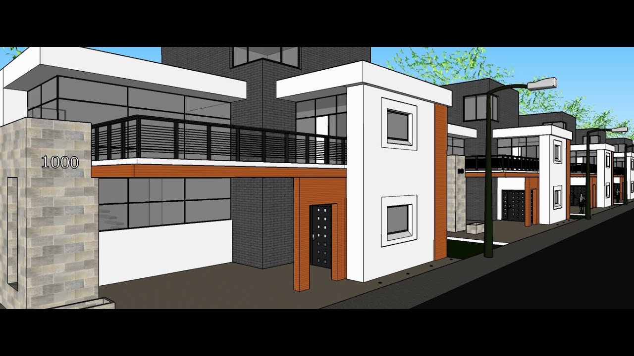 Sketchup Modern Homes Walkthrough - YouTube